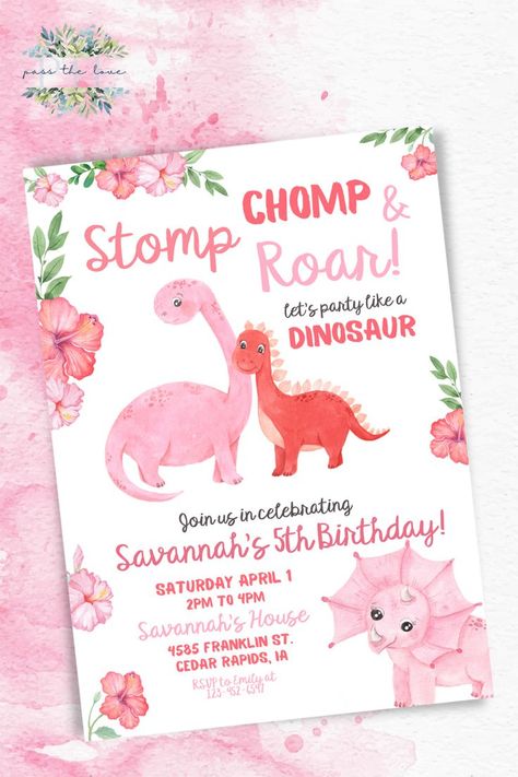 Land Before Time Birthday Party Girl, Girl Dinasour Birthday Party Ideas, Two A Saurus Birthday Girl, Dino 2nd Birthday Party Girl, Dinosaur 4th Birthday Party Girl, Dinasour Birthday Ideas For A Girl, Tworex Party Girl, Third Birthday Dinosaur Theme Girl, 3rd Birthday Dinosaur Party Girl