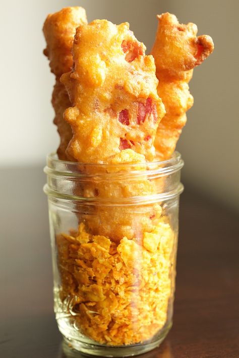 Battered Bacon, Nacho Doritos, Thick Bacon, Fried Bacon, Doritos Nachos, Beer Battered, Bacon Recipe, Rule Breaker, Beer Batter