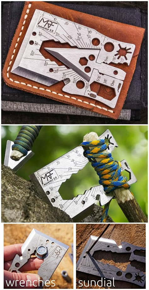 Card × Survival · Axe × Multi tool. A new Ax card featuring over dozens of functions in a credit card sized form factor. Fits in wallet. #afiliatelink Multi Tool Card, Bug Out Gear, Survival Card, Survival Gadgets, Wallet Tool, Survival Items, Multi Tools, Survival Life Hacks, Tool Case