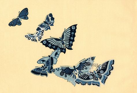 from Exotic Japanese Butterfly Prints  #japan #kyoto #woodblock #butterfly #tattoo Japanese Butterfly, Kamisaka Sekka, Butterfly Prints, Butterfly Sketch, Japanese Art Styles, Art Butterfly, Traditional Japanese Art, Dragonfly Art, Real Tattoo