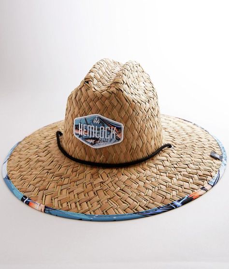 HEMLOCK HAT CO. The Reel Hat - Brown , Men's Blue Weaved straw hat Adjustable chin strap One size fits most. Shell: 100% Straw. Trim: 100% Polyester. Do not wash. Wipe with damp cloth. Mens Beach Hats, Hat Fashion Men, Mens Straw Hats, Mens Beach Style, 23 Summer, Hat For Men, Mexico Vacation, Men's Hats, Men Beach