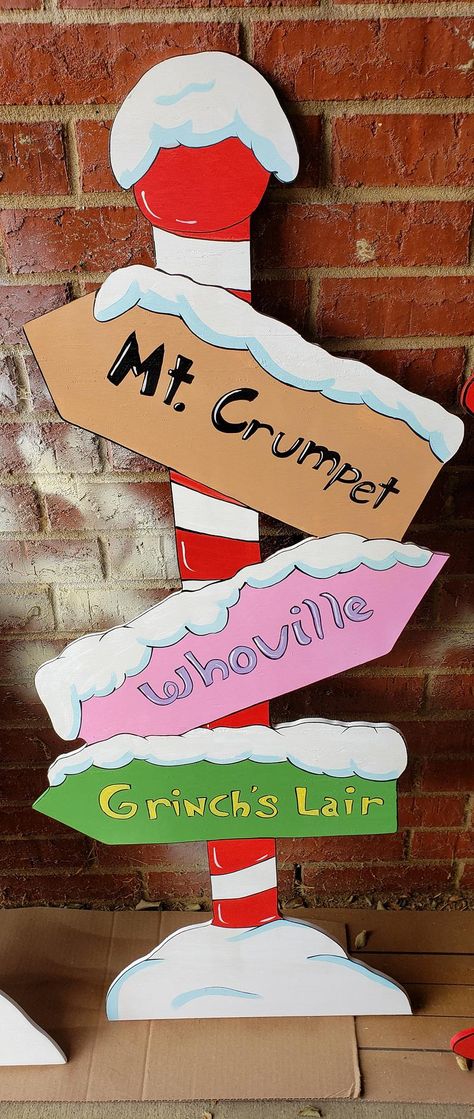 Grinch Mount Crumpet Whoville Sign Yard Art | Etsy Christmas Entrance Decor, Whoville Sign, Mount Crumpit, Grinch Yard Decorations, Whoville Christmas Decorations, Grinch Decorations, Whoville Christmas, Christmas Cutouts, Grinch Christmas Decorations