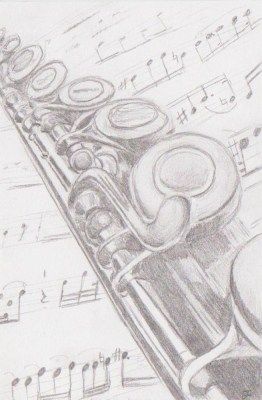 Drawing of a Flute -  www.lalynda.nl Music Drawing Ideas, Flute Memes, Flute Drawing, Drawing Ideas Sketch, Transverse Flute, Music Drawing, Ideas Sketch, Dancing Drawings, Collage Drawing