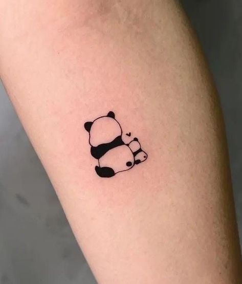 Panda Tattoo Women, Elephant Tattoos Mom And Daughter, Two Panda Tattoo, Cute Panda Tattoo Design, Tiny Panda Tattoo, Panda Family Tattoo, Tattoo Ideas Panda, Big Tatoos, Small Panda Tattoo