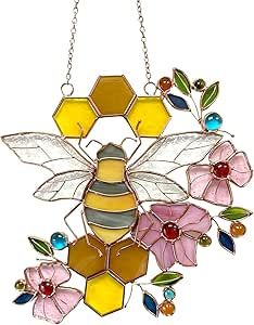 Hanging From Ceiling, Honeycomb Wall, Ceiling Decorations, Dragonfly Ornament, Honeycomb Decorations, Stained Glass Window Hanging, Garden Ornament, Flower Ornaments, Stained Glass Window