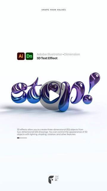 Ferhat Sözeri Art on Instagram: "3D Text Effect | Adobe Illustrator - Dimension Tutorial   ▪️Tutorials by @ferhatsozeriart   #photoshoptutorials  #photoshopeğitim  #illustratortutorial #grafiktasarım #3d #effects #adobedimension" Photoshop Effects Tutorial, Illustrator Effects, Adobe Dimension, 3d Type, 3d Text Effect, 3d Text, Photoshop Effects, March 8, Text Effect