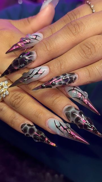 Goth Nails, 3d Nails, Chrome Nails, Nail Artist, Nail Tech, Halloween Nails, Hair And Nails, Hair Makeup, Nails