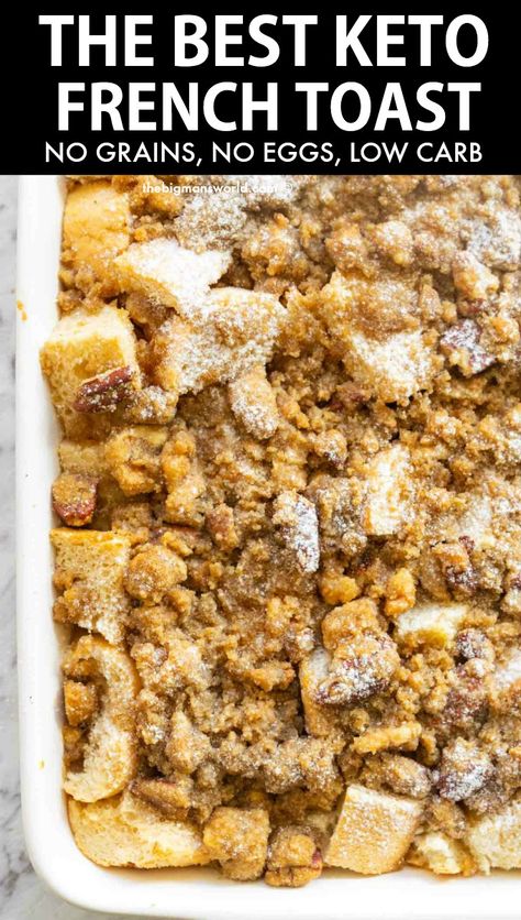 Keto French Toast Casserole, Keto French Toast, Low Carb Breakfast Casserole, Delicious Breakfast Casserole, French Toast Casserole Overnight, Easy To Make Breakfast, Ketogenic Desserts, Sugar Free Maple Syrup, Low Carb Casseroles