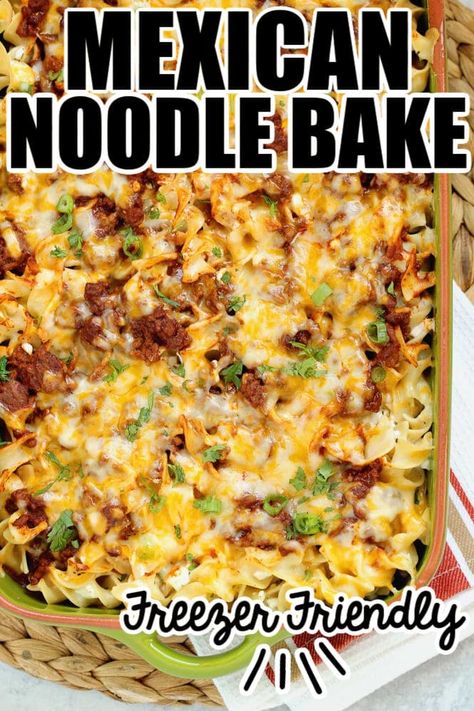 Cheesy Noodles, Noodle Bake, Mexican Casserole, Yummy Pasta Recipes, Mexican Food Recipes Easy, Best Comfort Food, Beef And Noodles, Mexican Dishes, Shredded Cheese