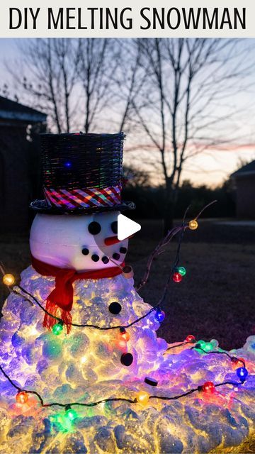 Greg Navage on Instagram: "DIY Light-Up Melting Snowman.   #makeitwithmichaels #christmas #christmasdecor #christmasdecorations #diychristmasdecor #diychristmas #christmas #christmasiscoming #christmasishere #christmas2022  #christmascrafts #christmascraft #christmasdiy #christmasdecorating" Diy Melted Snowman, Melting Snowman Craft, Diy Schneemann, Melting Snowman, Melting Snowmen, Melted Snowman, Diy Light, Snowman Decorations, Snowman Crafts