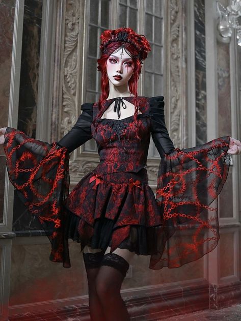 🖤Hades Banquet Gothic Lace Top by Blood Supply (BSY113) 🖤 🔎 Search “BSY108” at www.glitzywonderland.com 🌍Free shipping to worldwide ✈️ . . . . #redgoth #gothicfashion #gothstyle #gothicdress #altfashion #alternativefashion #alternativestyle #eglcommunity #gothicgirl #gothicoutfit #gothicaesthetic #gothicclothing #gothiclook #alternativegirl #alternativegirl #alternativeoutfit Red Goth, Chain Embroidery, Top In Pizzo, Vampire Clothes, Red Gothic, Embroidered Lace Top, Jacquard Top, Gothic Girl, Boho Festival Fashion