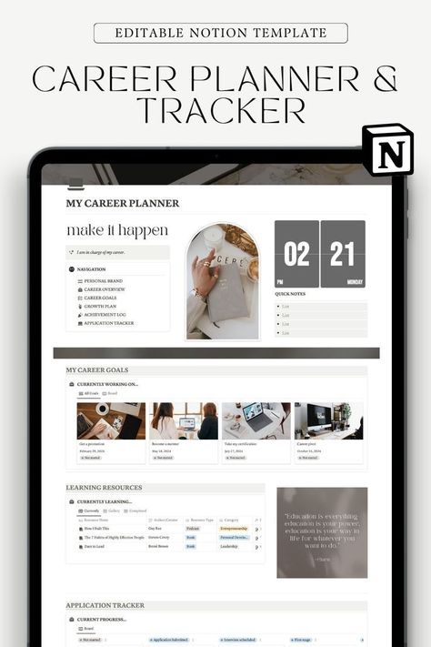 free notion templates Career Planner, Business Dashboard, Etsy Planner, Template Notion, Planner Tracker, Development Plan, Small Business Planner, Media Planner, Success Habits