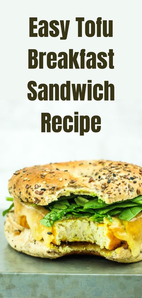 Easy Tofu Breakfast Sandwich Firm Tofu Breakfast Recipes, Breakfast Tofu Ideas, Tofu Breakfast Recipes, Tofu Egg Patty, Vegan Tofu Sandwich Recipes, Tofu Breakfast Sandwich, Tofu Bagel Sandwich, High Protein Vegan Breakfast, Easy Tofu