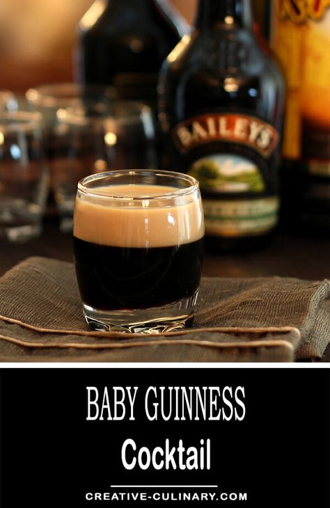 This Baby Guinness Cocktail is fun and deceiving; it's actually an after dinner drink made by layering Bailey's Irish Cream and Kahlua! Baby Guinness, Irish Coffee Cake, Guinness Recipes, Guinness Cocktail, St Patricks Day Drinks, Kahlua Coffee Liqueur, Irish Dishes, Irish Cream Liqueur, After Dinner Drinks