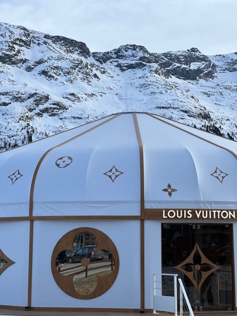 LV pop up store at St.Moritz Winter Pop Up Store, Louis Vuitton Pop Up Store, Louis Vuitton Pop Up, At Moritz, Ski Weekend, Lv Store, Winter Tent, Apres Ski Party, Brand Activations