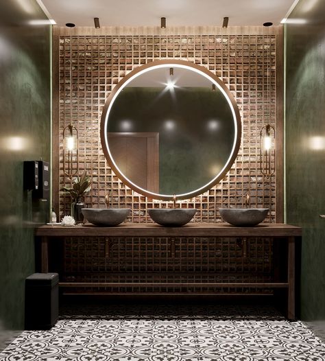 Restaurant Toilet Design Modern, Restaurant Washroom Design, Bath Mirror Ideas, Japanese Toilet Design, Arabian Restaurant, Restaurant Restroom, Restaurant Bathrooms, Restaurant Toilet, Lounge Bathroom