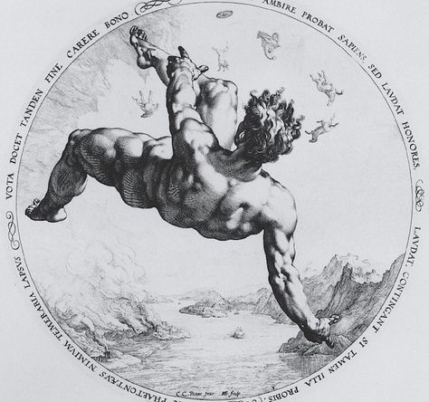 The four Falling Disgracers Phaethon Hendrick Goltzius, A Drawing, The Four, History