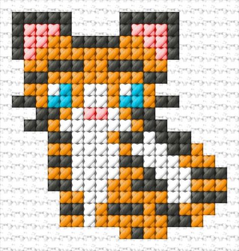 Cute Tiger, Tiger Pattern, Nature Cross Stitch, Fundraising Ideas, Fun Crochet, Cross Stitch Animals, Online Pattern, Perler Bead Patterns, Perler Bead