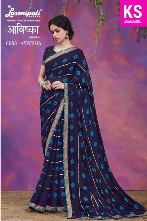 #laxmipati #blue #bandhej #Rich #chiffon #exclusive #Range #Dm #for #buy #online Laxmipati Sarees, Cotton Sarees Online Shopping, Bandhej Print, Bridesmaid Outfits, Simple Kurti, Saree Ideas, Pure Georgette Sarees, Silk Sarees Online Shopping, Indian Sari Dress