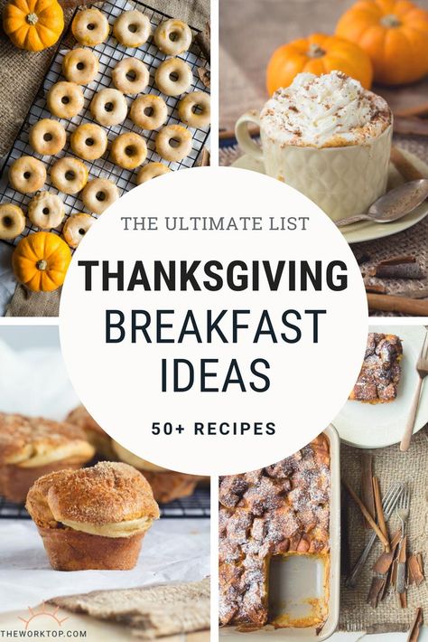 The ultimate collection of Thanksgiving Breakfast Ideas and Recipes! Plan the perfect menu. Find casseroles, make ahead, easy recipes that are perfect for any Thanksgiving brunch party. Recipes and ideas on www.theworktop.com. || #thanksgiving #thanksgivingideas #brunch #breakfast #thanksgivingrecipes Thanksgiving Breakfast Ideas, Breakfast Menu Ideas, Thanksgiving Brunch Recipes, Brunch Party Recipes, Thanksgiving Brunch, Thanksgiving Breakfast, Fall Brunch, Delicious Thanksgiving, Fall Breakfast