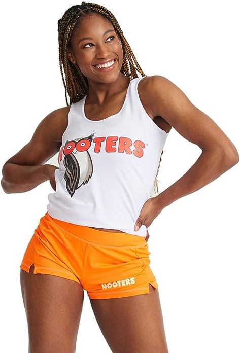 Cotton Pull On closure MORE THAN WINGS: Express yourself while wearing this rad Hooters uniform. This ensemble is complete with a black fitted tank top bearing the infamous Hootie the Owl and black shorts. It’s perfect for Halloween or just for fun! Hooters Costume, Waitress Outfit, Tank Top And Shorts, Group Events, Top And Shorts Set, Halloween Costumes For Teens, Halloween Party Costumes, Cool Halloween Costumes, All Black Outfit