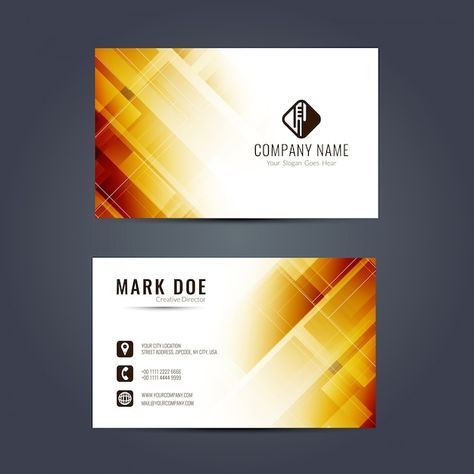 Business card with yellow geometric shap... | Free Vector Nutritionist Business Cards, Free Vector Business Cards, Business Card Icons, Yellow Business Card, Business Cards Layout, Banner Design Inspiration, Name Card Design, Minimal Business Card, Visiting Card Design