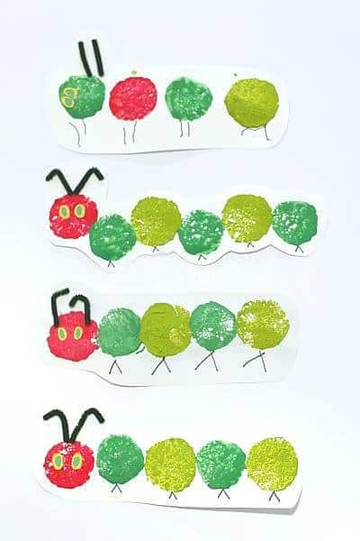 Painting With Sponges, Caterpillar Painting, Very Hungry Caterpillar Craft, Painting Activity For Kids, Caterpillar And Butterfly, Caterpillar Preschool, Painting Crafts For Kids, Caterpillar Art, The Very Hungry Caterpillar Activities