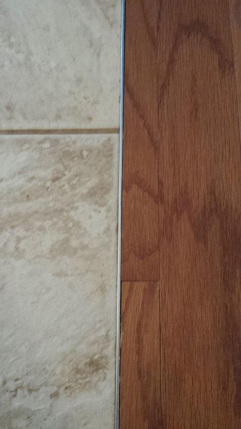 Can I install laminate next to tile ... Tile To Wood Transition, Floor Stain Colors, Wood Floor Stain Colors, Modern Wood Floors, Floor Transition, Types Of Wood Flooring, Hardwood Floor Colors, Oak Laminate Flooring, Light Hardwood