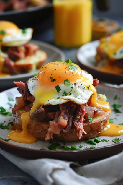 Explore our Corned Beef Hash Eggs Benedict recipe to create a perfect blend of savory corned beef hash and elegant Eggs Benedict. Try it now! Savory Brunch, Benedict Recipe, Broccoli Pasta Bake, Steak Breakfast, Turkish Eggs, Eggs Benny, Eggs Benedict Recipe, Corned Beef Recipes, Elegant Food