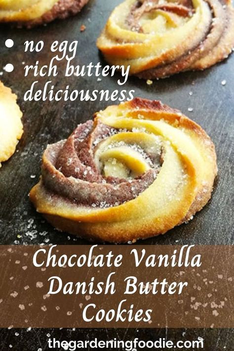 Enjoy these Chocolate Vanilla Danish Butter Cookies with their rich buttery flavor and light crisp texture. Made using just six basic ingredients to create bakery-style cookies that are melt in your mouth deliciousness. Chocolate Danish Butter Cookies, Danish Butter Cookies Recipe Videos, Light Cookies Recipe, Complex Baking Recipes, Danish Cookie Recipes, Chocolate Butter Cookies Recipes, Chocolate Butter Cookies, Danish Cookies Recipe, Danish Butter Cookie Recipe