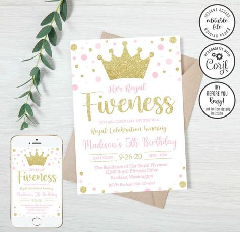 Her Royal Fiveness Birthday, Royal Fiveness, Monster Invitations, Pirate Birthday Invitations, Boy Party Invitations, Pirate Invitations, Monster Birthday Invitations, Princess Baby Shower Invitation, Princess Invitation