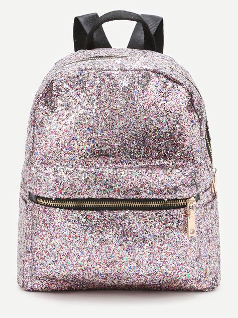 Shop Pink Front Zipper Glitter Backpack online. SheIn offers Pink Front Zipper Glitter Backpack & more to fit your fashionable needs. Backpacks Pink, Girly Backpacks, Glitter Backpack, Cute Mini Backpacks, Glitter Fashion, Glitter Bag, Pack Backpack, Mini Mochila, Girly Bags