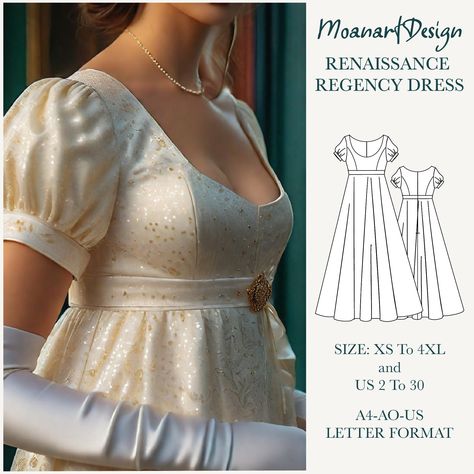 Renaissance Victorian Fantasy Dress Pattern/regency Dress//empire Waist Dress/fairy Dress Pattern/a0 A4 US Letter Format Size: US 2 to 30 - Etsy Fantasy Dress Pattern, Fairy Dress Pattern, Bridgerton Gown, Elvish Dress, Regency Dress Pattern, Dress Empire Waist, Dress Fairy, Tulle Maxi Skirt, Regency Dress