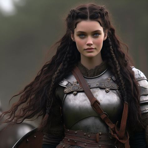 Fantasy Hairstyles Brunette, Viking Warrior Hairstyles Women, Warrior Woman Hairstyle, Viking Aesthetic Woman, Princess Warrior Aesthetic, Warrior Hairstyles Woman, Viking Woman Hair, Women Viking Hair, Warrior Hairstyles