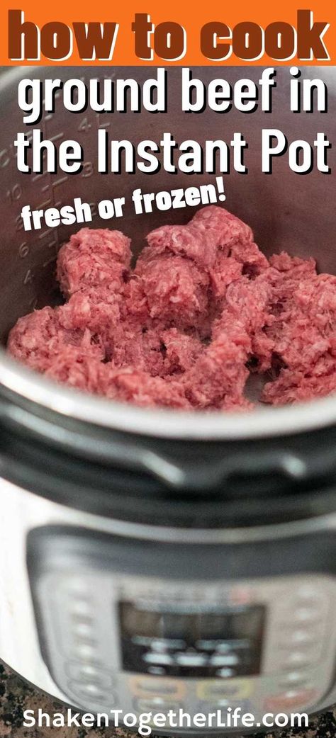 Learn how to cook frozen ground beef or fresh ground beef in the Instant Pot in less than 30 minutes to make dinner time easy and stress-free! Frozen Ground Beef Instant Pot, Instant Pot Frozen Ground Beef, Beef In The Instant Pot, Instant Pot Ground Beef, Poor Mans Stew, Cooking With Ground Beef, Ground Beef Pasta, Ground Beef And Potatoes, Ground Sirloin