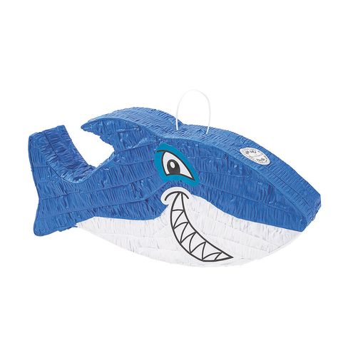 Diy Shark Pinata, Crab Pinata, Beach Theme Pinata, Shark Pinata, Shark Themed Pool Party, Jawsome Shark Birthday Party, Jawsome Shark, Luca Birthday, Candy Kids