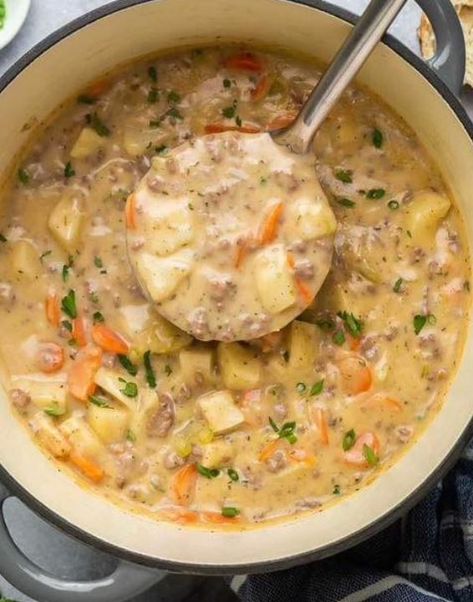 Cheeseburger Soup Crockpot, Ground Turkey Soup, Soup With Ground Beef, Cheeseburger Soup, Ground Beef Recipes Easy, Beef Soup, Easy Soups, Easy Soup Recipes, Ground Turkey