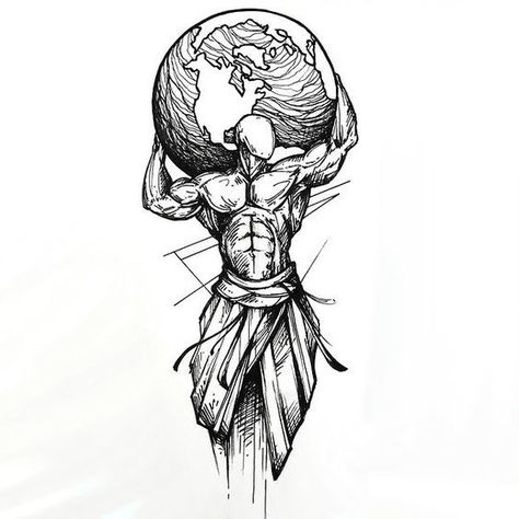 The best tattoo idea in sketch style. A man holding the whole Earth on his shoulder. This tattoo means strength, struggle and power. Style: Sketch. Color: Black. Tags: Best, Creative, Amazing Holding Earth Tattoo, Earth Tattoo Design, Holding Earth, Tato Salib, Atlas Tattoo, Earth Tattoo, Tattoo Placements, Sketch Style Tattoos, Kunst Tattoos