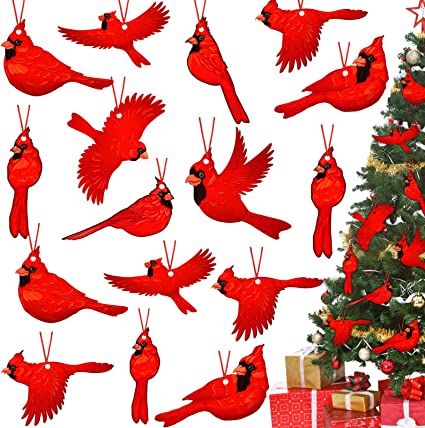 Red Cardinal Christmas, Cardinals Birds, Red Christmas Ornaments, Cardinal Christmas, Cardinal Ornaments, Red Christmas Tree, Christmas Bird, Christmas Yard, Cadeau Diy