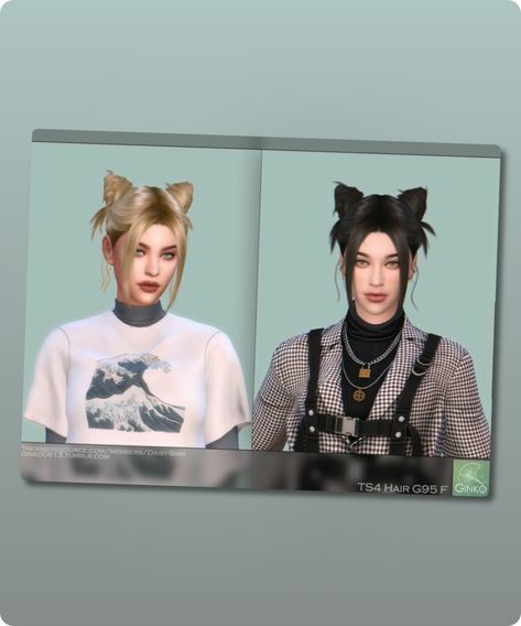 Sims 4 Hairstyle CC: CAT EAR Buns Hair     G95 By Daisy-Sims Cat Ear Buns, Sims 4 Cat, Aria Hair, 4 Hairstyles, Ballet Hairstyles, Sims 4 Cc Download, Model Nails, Best Sims, Princess Hairstyles