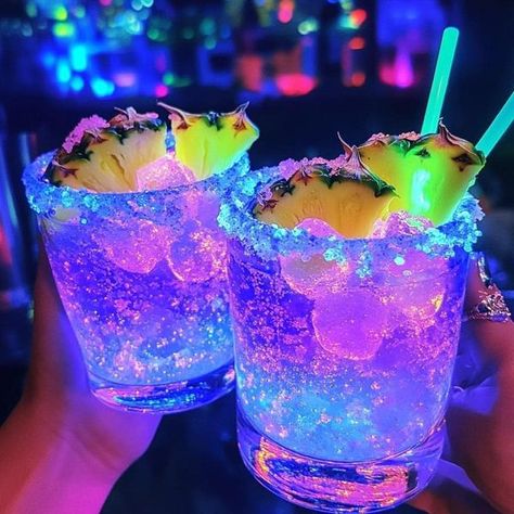 𝓢𝓲𝓹 𝓢𝓸𝓬𝓲𝓮𝓽𝔂 | Neon Candy Wave | Facebook Neon Drinks, Neon Candy, Candy Sticks, Blue Curacao, Sugar Crystals, Pretty Drinks, Glow Sticks, Neon Color, Pineapple Juice