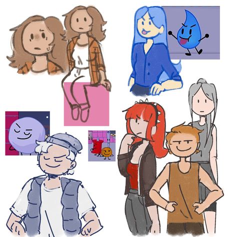 Bfb Characters As Humans, Bfdi Gijinka, Object Humanized, Humanized Objects, Bfdi Humanized, Funky Objects, Bfb Human, Bfb Characters, Human Objects