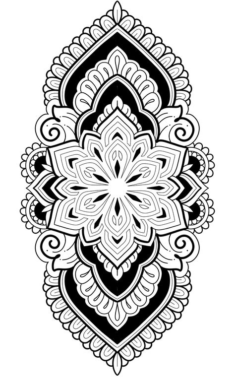 Ornamental Tattoo Design Sleeve, Bold Ornamental Tattoo Design, Ornamental Tattoo Mandalas, Knee Tattoo Stencil, Ornamental Tattoo Design Mandalas, Geometric Mandala Tattoo Design Pattern, Geometric Mandala Tattoo Stencil, Mandala Dotwork Tattoo Design, Black Mandala Tattoo