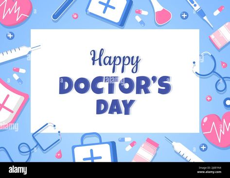 Download this stock vector: World Doctors Day Vector Illustration for Greeting Card, Poster or Background with Doctor, Stethoscope and Medical Equipment Image - 2J0EYN4 from Alamy's library of millions of high resolution stock photos, illustrations and vectors. World Doctors Day, Doctor Stethoscope, Happy Doctors Day, Doctors Day, Card Poster, Happy A, Medical Equipment, Greeting Card, Stock Vector