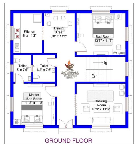 621 Likes, 9 Comments - Civil Pathshala (@civil.pathshala) on Instagram: “New Indian House Plan 😍 1100 sq ft House Plan 💥How is it?🤔 ~ 👉 Follow 》@civil.pathshala 👉 We…” North Facing House, 4 Bedroom House Designs, Building Design Plan, Ali Raza, 2bhk House Plan, Ashok Kumar, House Plans With Photos, Bungalow Floor Plans, Indian House Plans