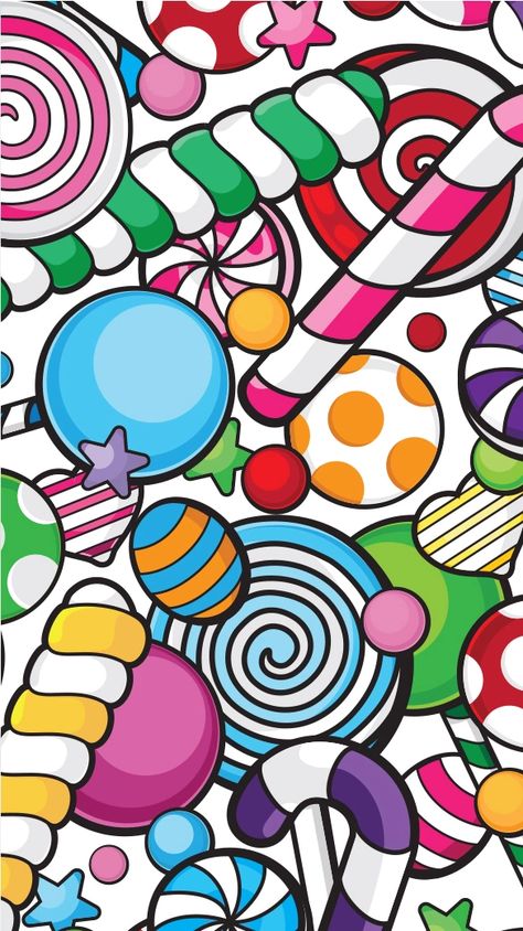 Candy Mural Wall Art, Cricut Maker3, Wallpapers Food, Candy Drawing, Candy Images, Candy Pattern, Pineapple Wallpaper, Interior Murals, Candy Art