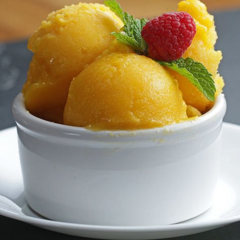 3-ingredient Mango Sorbet by Tasty Mango Sorbet Recipe, Weekend Meal Prep, Mango Sorbet, Low Carb Vegetarian Recipes, Sorbet Recipes, Healthy Low Carb Recipes, Winter Food, 3 Ingredients, Serving Size