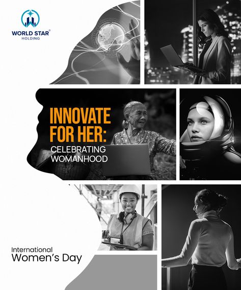 Innovate for Her with Technology for All. Happy Women's Day! Let's celebrate women and work towards a more inclusive digital world where everyone has equal access to opportunities, Happy Women's Day to All. . . . . #woman #womenempowerment #equality #empowerment #internationalwomensday #womensday #happywomensday #womensdayspecial #womensdaycelebration #worldstarholding #dubai Women Empowerment Creative Ads, Women Equality Day Creative Ads, Creative Women's Day Post, Happy Womens Day Creative Ads, Happy Women's Day Creative, Womens Day Posters Graphic Design, Women's Day Creative Ads, Womens Day Social Media Post, Women Day Ideas Creative Poster