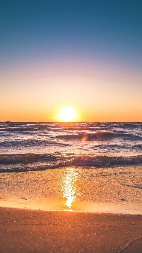 Beautiful beach sunset iphone wallpaper HD background free download | sand waves lock screen images Hd Sky, Beautiful Beach Sunset, L Wallpaper, Sunrise Photos, Trip Planner, Summer Wallpaper, Sunset Pictures, Beautiful Places In The World, Sunset Beach