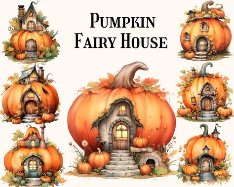 Pumpkin Fairy House Clipart - Fairy House Clipart, Fairy Pumpkin House, Halloween Pumpkin House Clipart, Cottagecore Clipart, Commercial Use Pumpkin Houses, Fairy Pumpkin, Pumpkin Fairy House, Pumpkin Fairy, Fantasy Houses, Fairy Clipart, Pumpkin House, House Clipart, Pumpkin Clipart